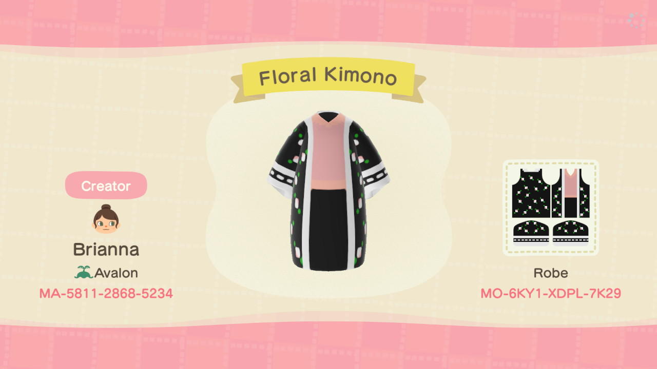Animal Crossing Design Code: MO-6KY1-XDPL-7K29 Floral Kimono