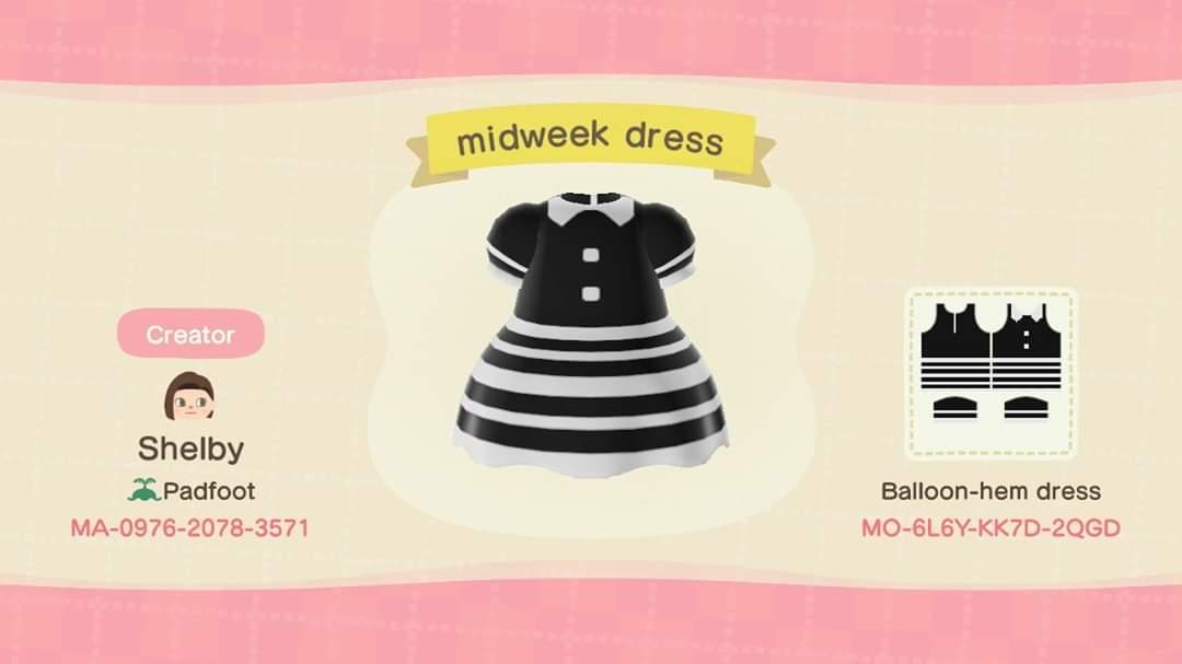 Animal Crossing Design Code: MO-6L6Y-KK7D-2QGD Midweek dress
