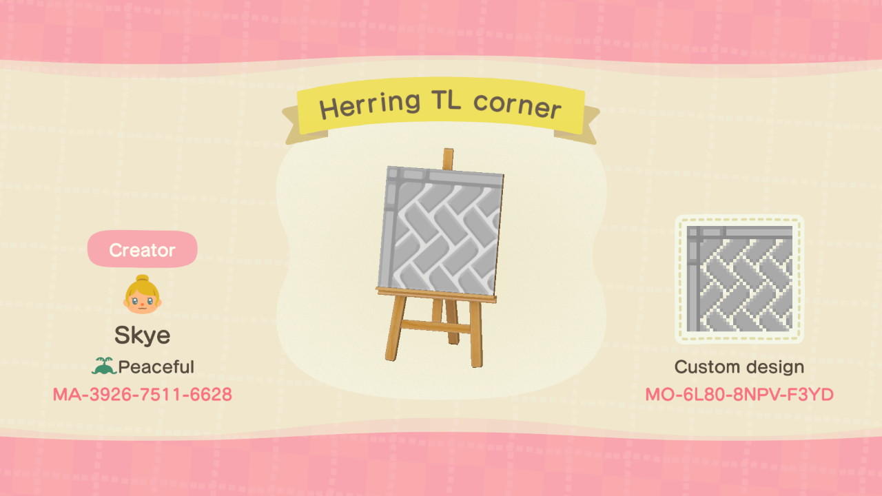 Animal Crossing Design Code: MO-6L80-8NPV-F3YD Herringbone path TL