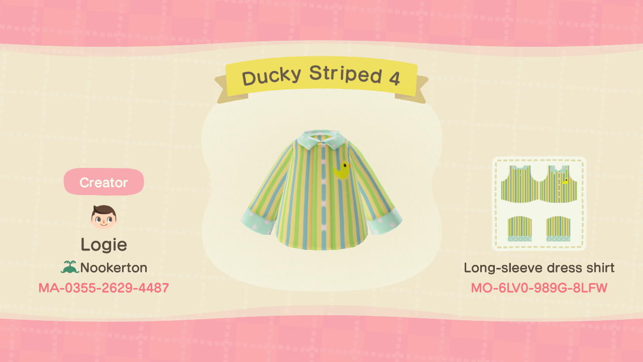 Animal Crossing Design Code: MO-6LVO-989G-8LFW Ducky Striped 4