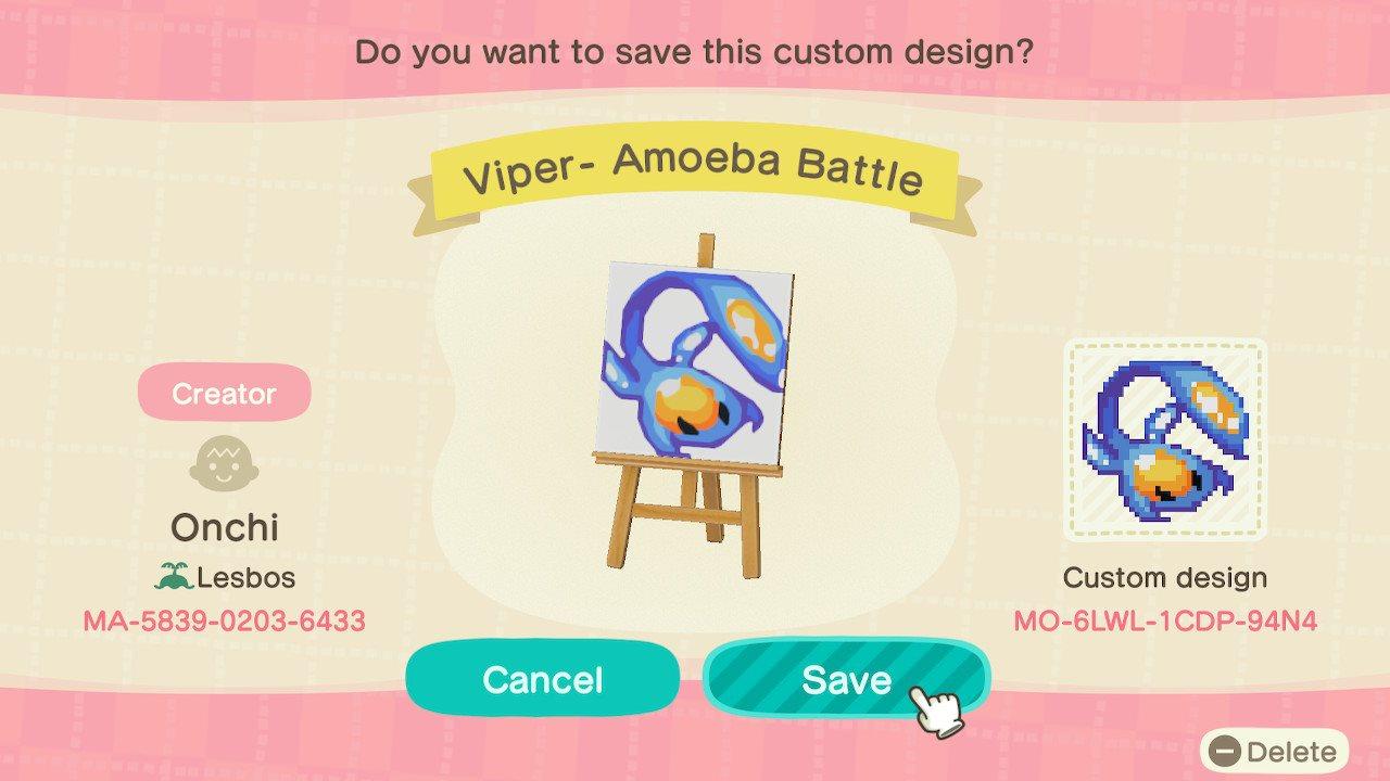 Animal Crossing Design Code: MO-6LWL-1CDP-94N4 Viper- Amoeba Battle