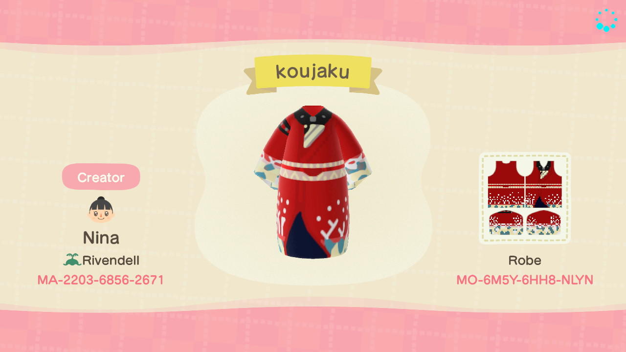 Animal Crossing Design Code: MO-6M5Y-6HH8-NLYN koujaku