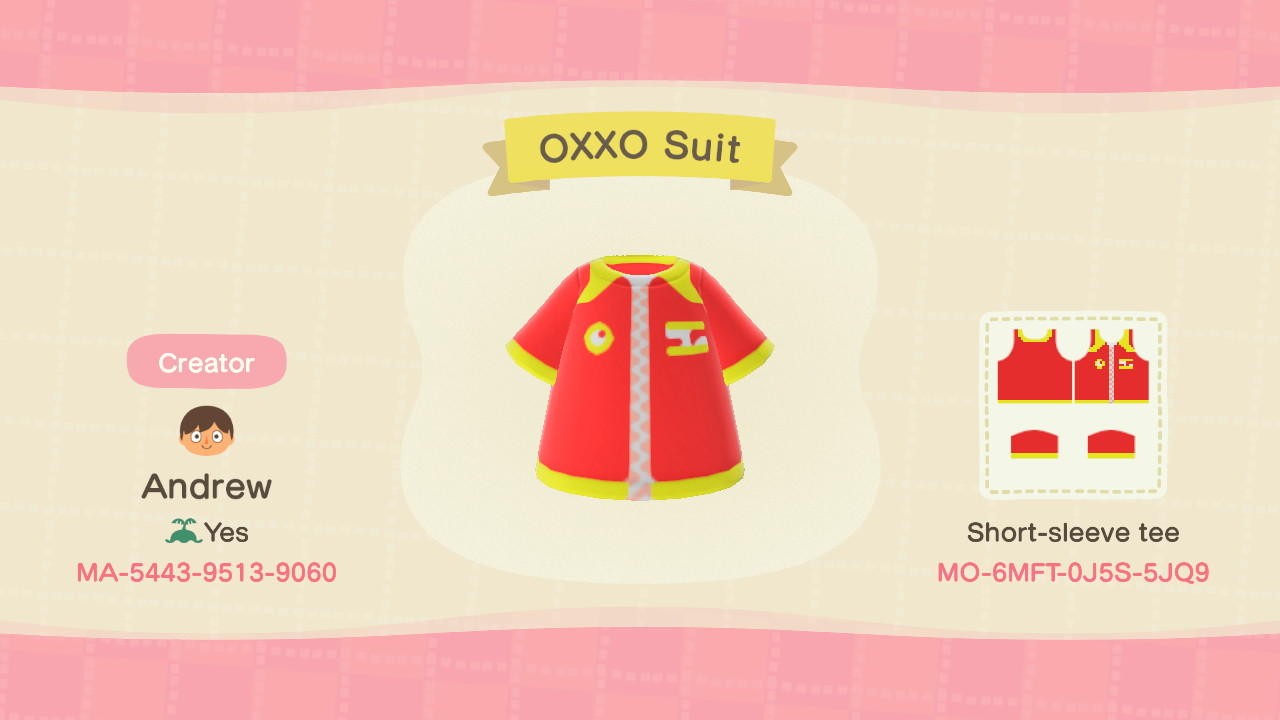 Animal Crossing Design Code: MO-6MFT-0J5S-5JQ9 OXXO Suit