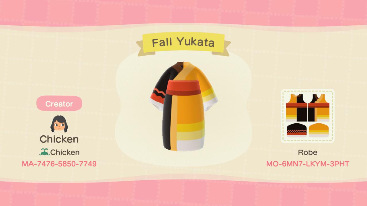 Animal Crossing Design Code: MO-6MN7-LKYM-3PHT Fall Yukata