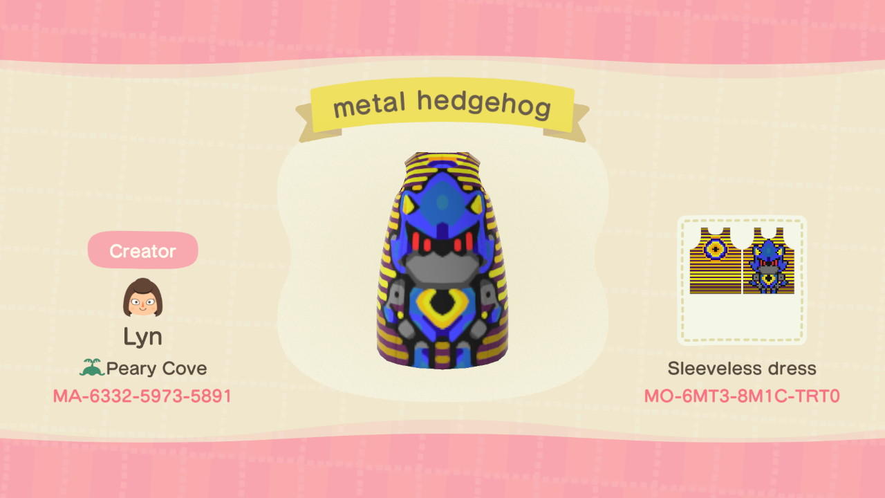 Animal Crossing Design Code: MO-6MT3-8M1C-TRT0 Metal hedgehog