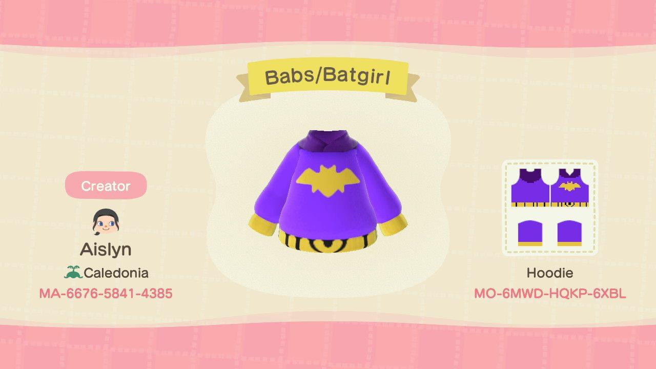 Animal Crossing Design Code: MO-6MWD-HQKP-6XBL Batgirl / Babs