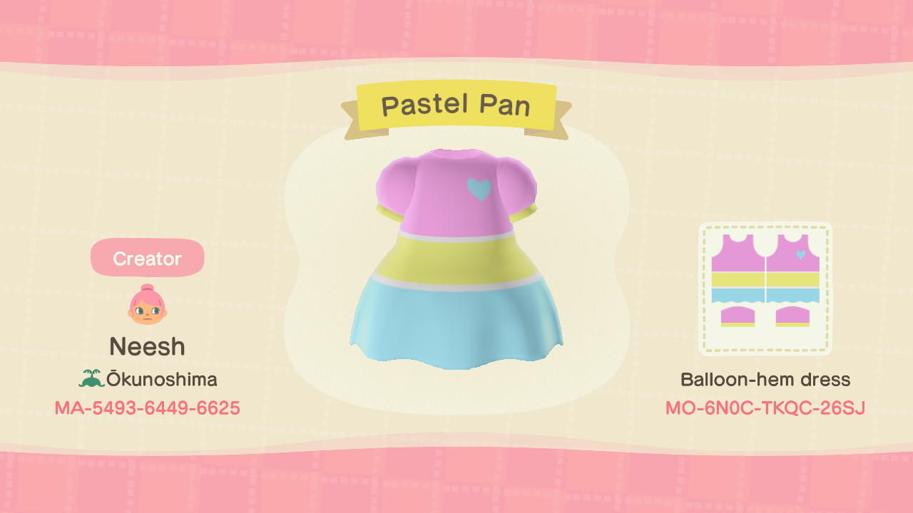 Animal Crossing Design Code: MO-6N0C-TKQC-26SJ Pastel Pan