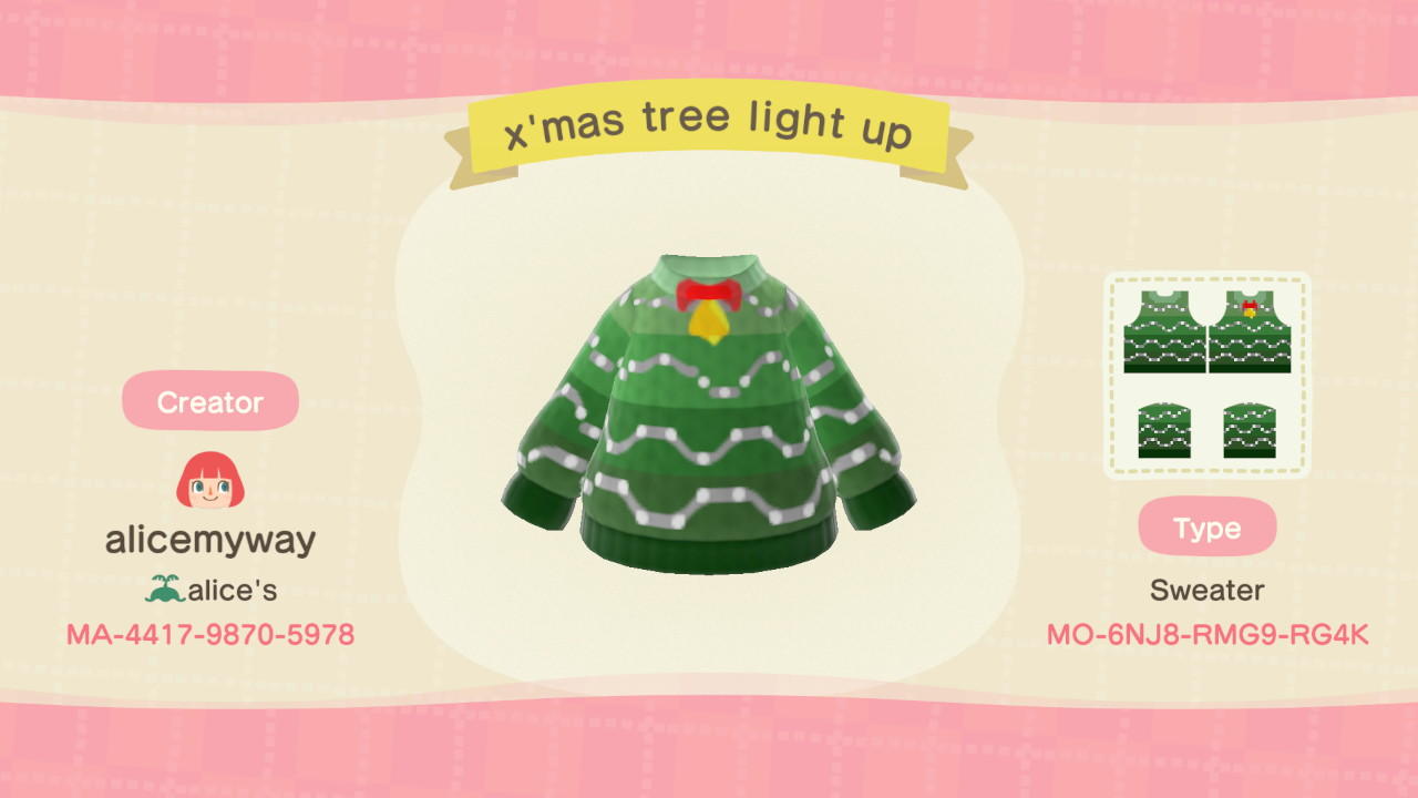 Animal Crossing Design Code: MO-6NJ8-RMG9-RG4K Christmas's light up