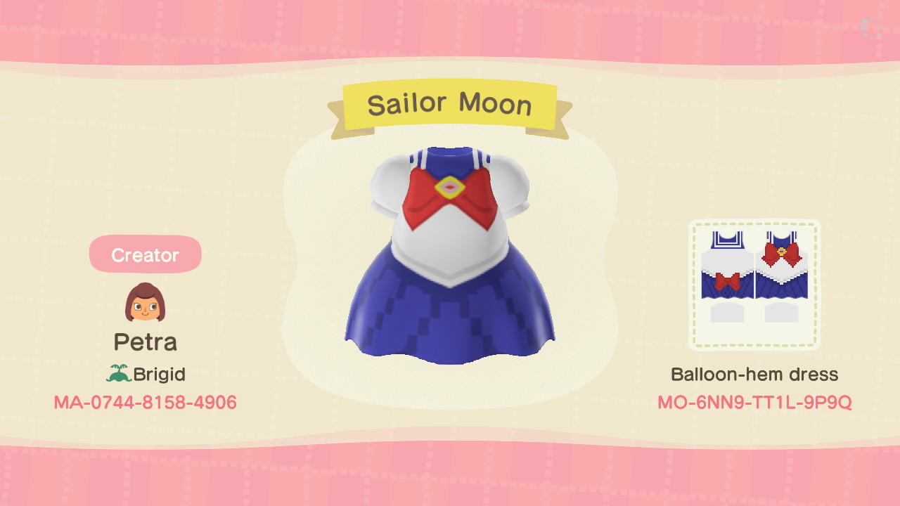 Animal Crossing Design Code: MO-6NN9-TT1L-9P9Q Sailor Moon