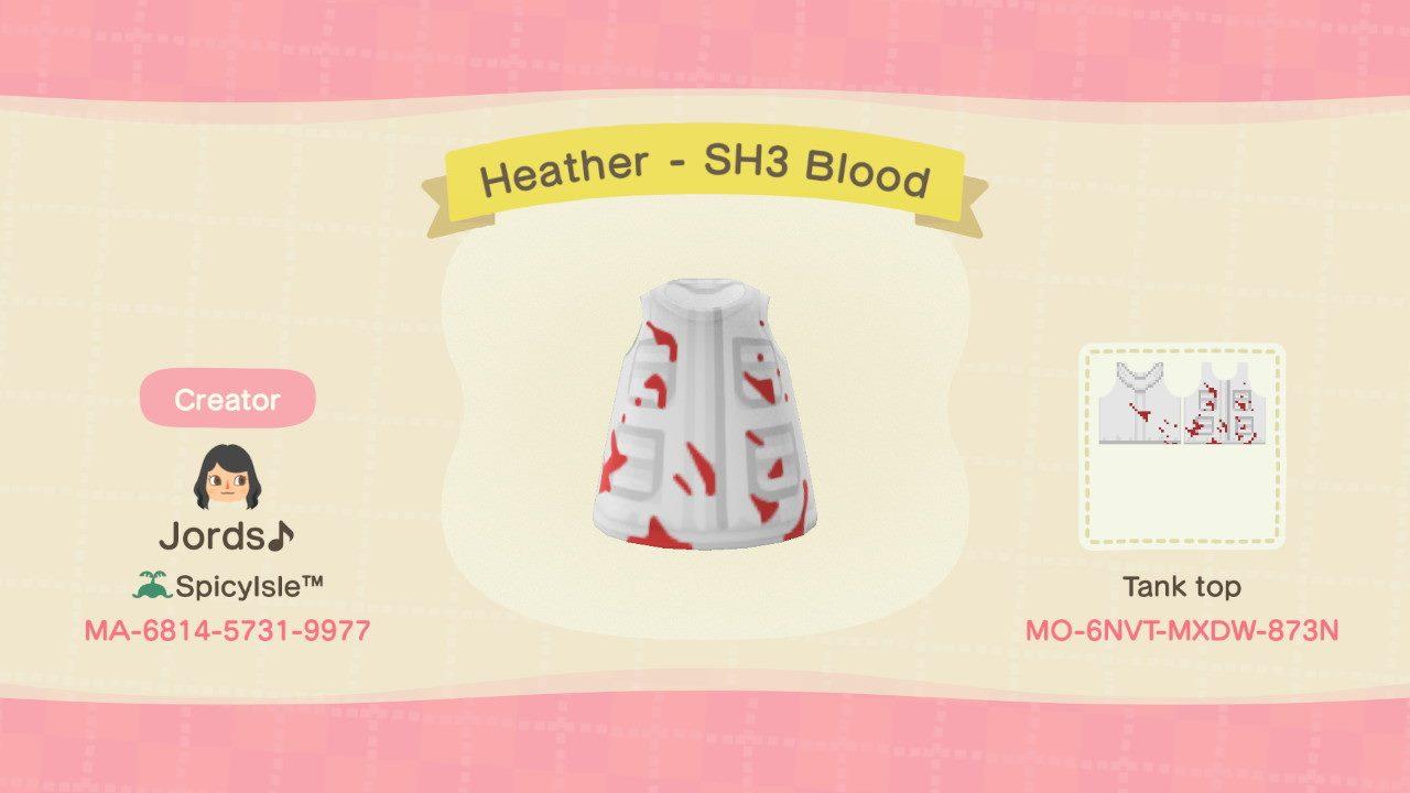 Animal Crossing Design Code: MO-6NVT-MXDW-873N Heather - SH3 Blood