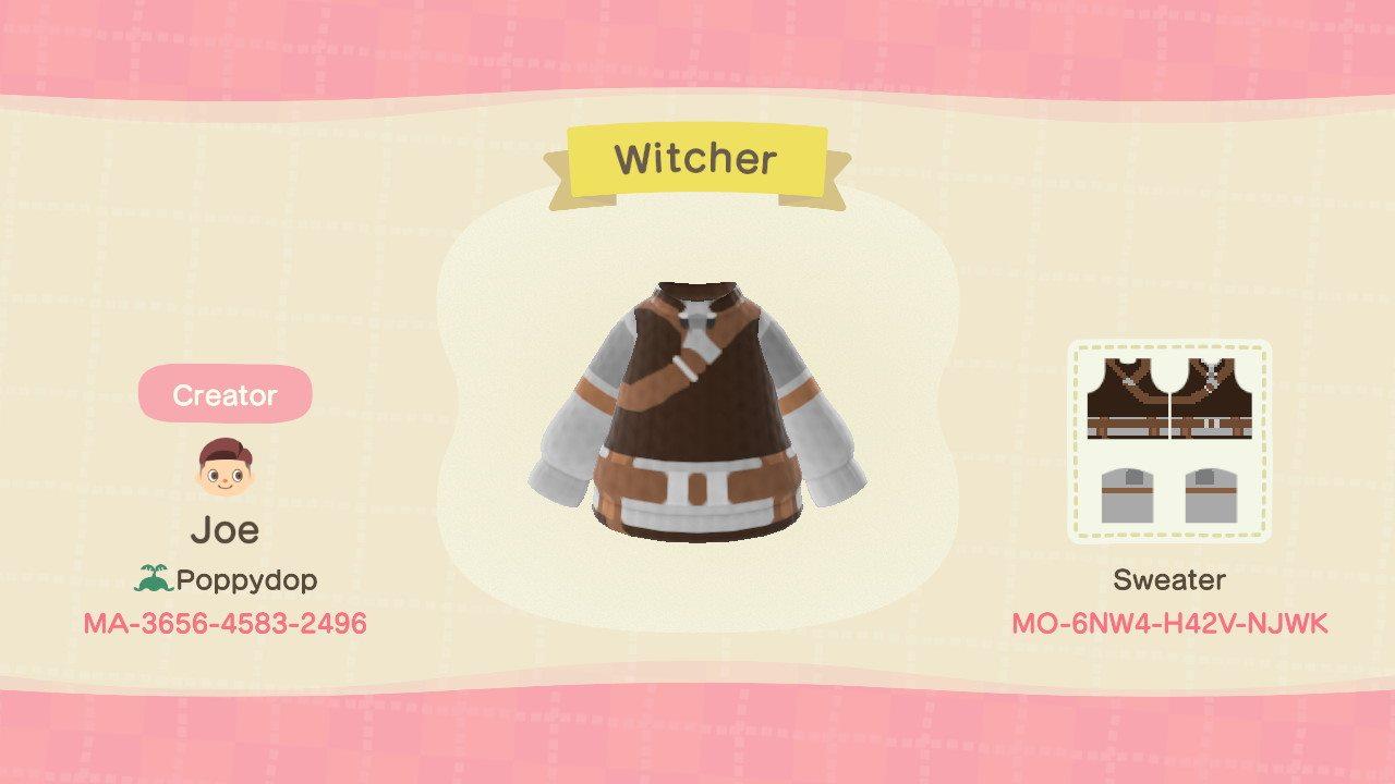 Animal Crossing Design Code: MO-6NW4-H42V-NJWK Witcher (Geralt)