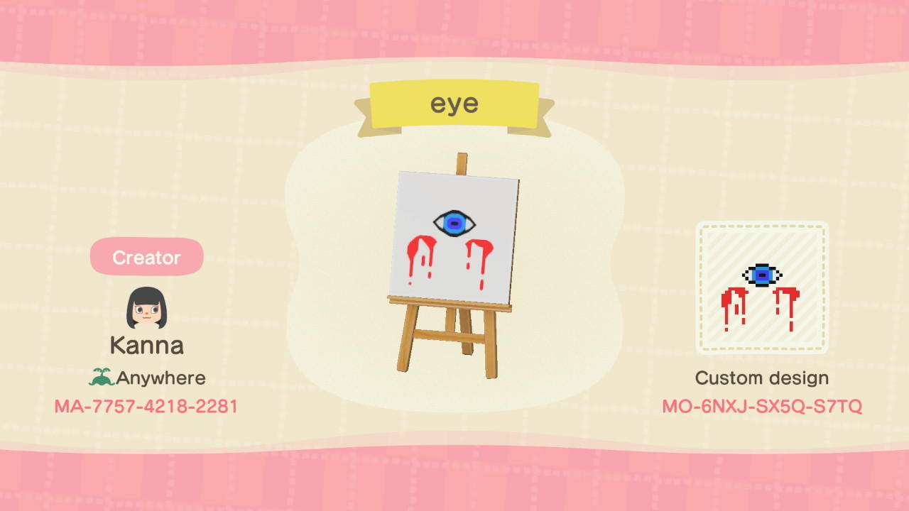 Animal Crossing Design Code: MO-6NXJ-SX5Q-S7TQ Third Eye & Blood