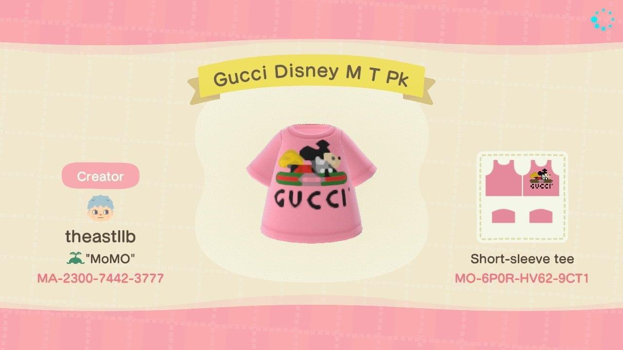 Animal Crossing Design Code: MO-6P0R-HV62-92CT Gucci Disney T Pk