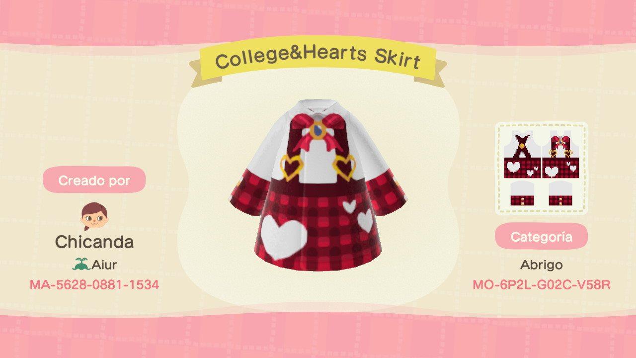 Animal Crossing Design Code: MO-6P2L-G02C-V58R College&Hearts Skirt