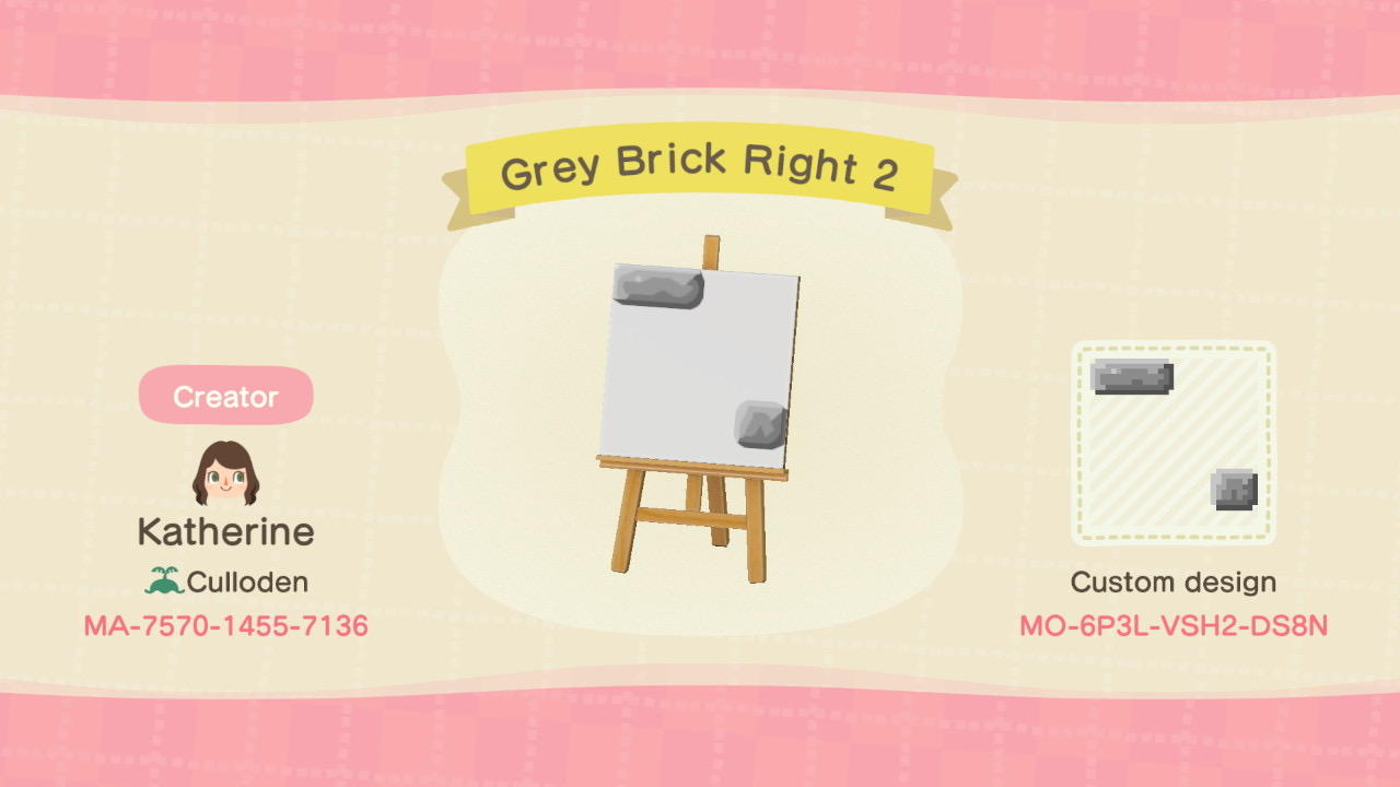 Animal Crossing Design Code: MO-6P3L-VSH2-DS8N Grey Brick Right 2
