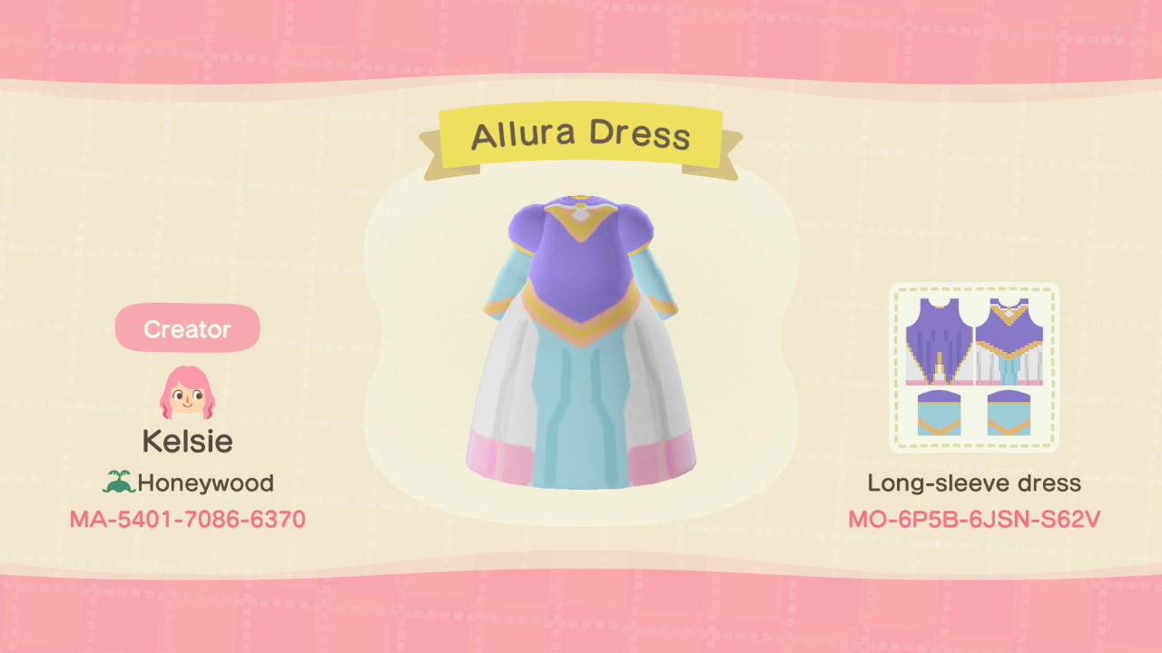 Animal Crossing Design Code: MO-6P5B-6JSN-S62V Allura Dress