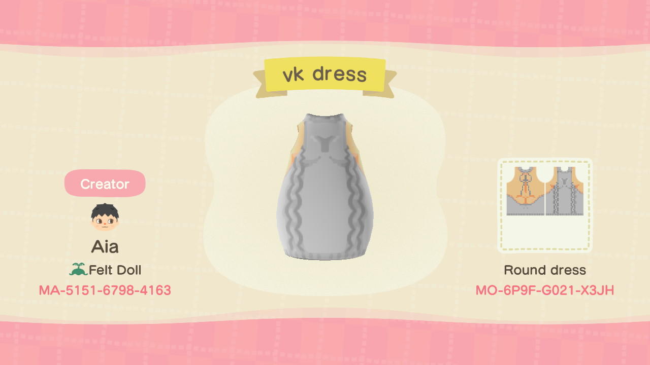 Animal Crossing Design Code: MO-6P9F-G021-X3JH VK Dress