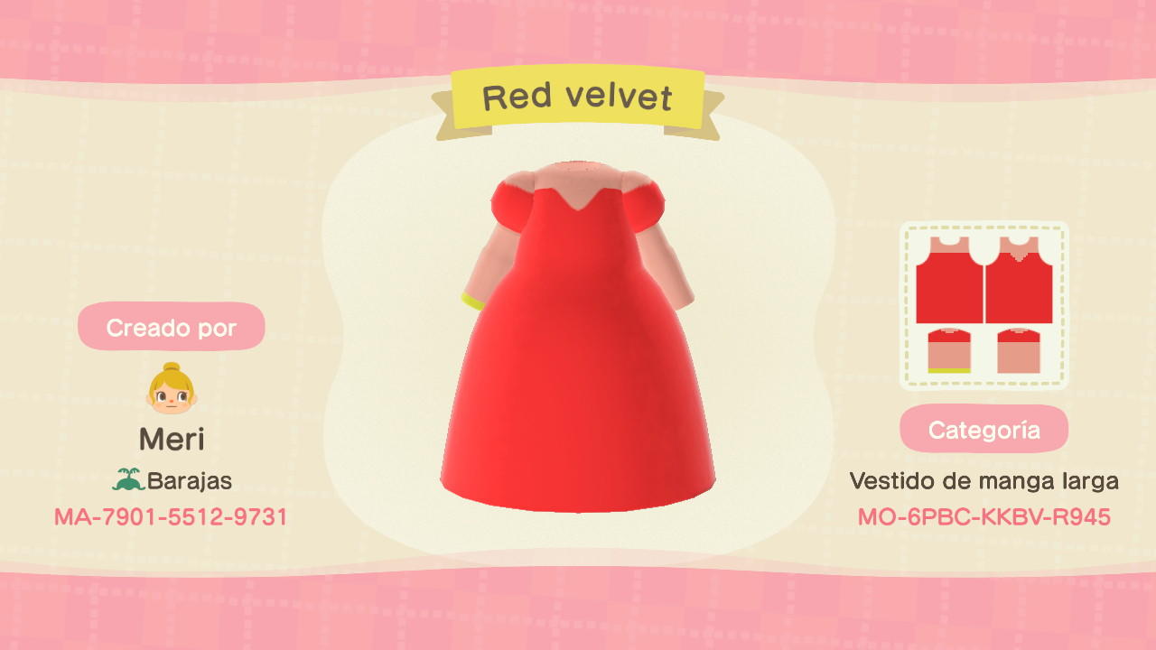 Animal Crossing Design Code: MO-6PBC-KKBV-R945 Red velvet