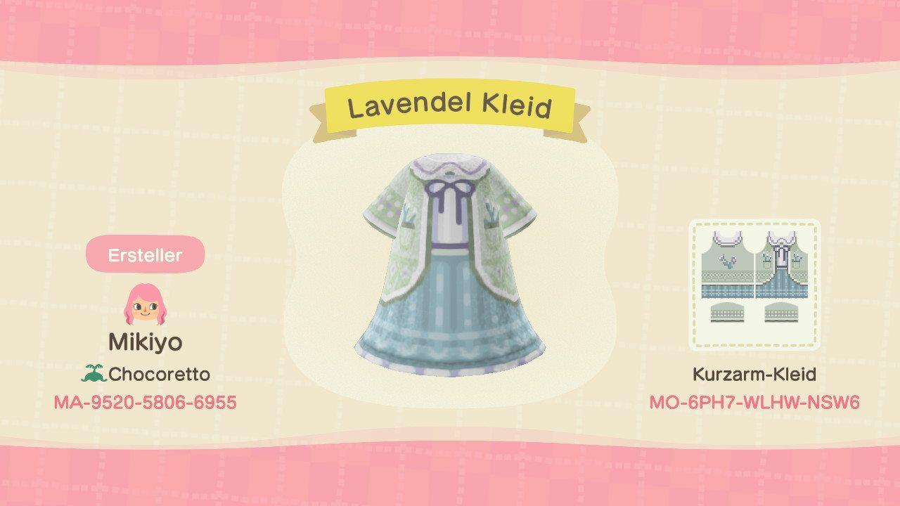 Animal Crossing Design Code: MO-6PH7-WLHW-NSW6 Lavendel Dress