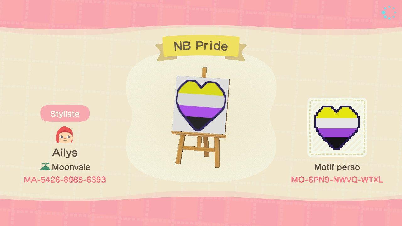 Animal Crossing Design Code: MO-6PN9-NWVQ-WTXL NonBinary PrideHeart