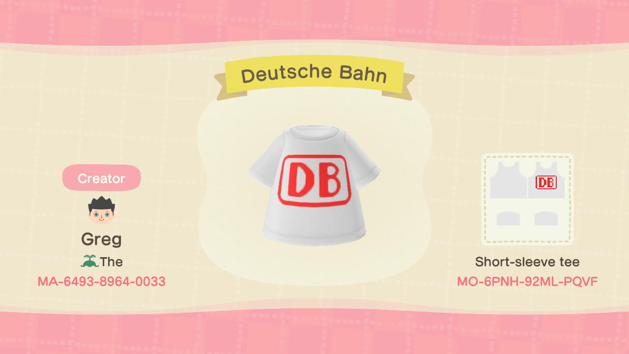 Animal Crossing Design Code: MO-6PNH-92ML-PQVF Deutsche Bahn