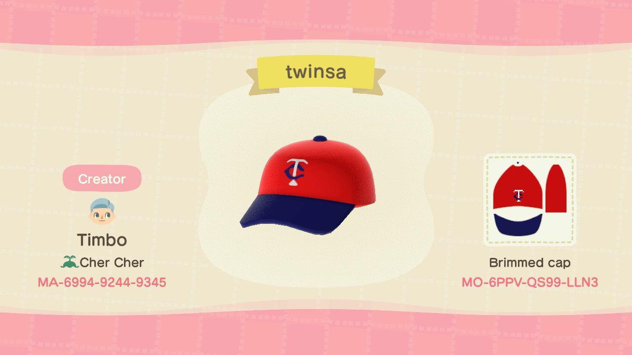 Animal Crossing Design Code: MO-6PPV-QS99-LLN3 MN TWINS HAT RED