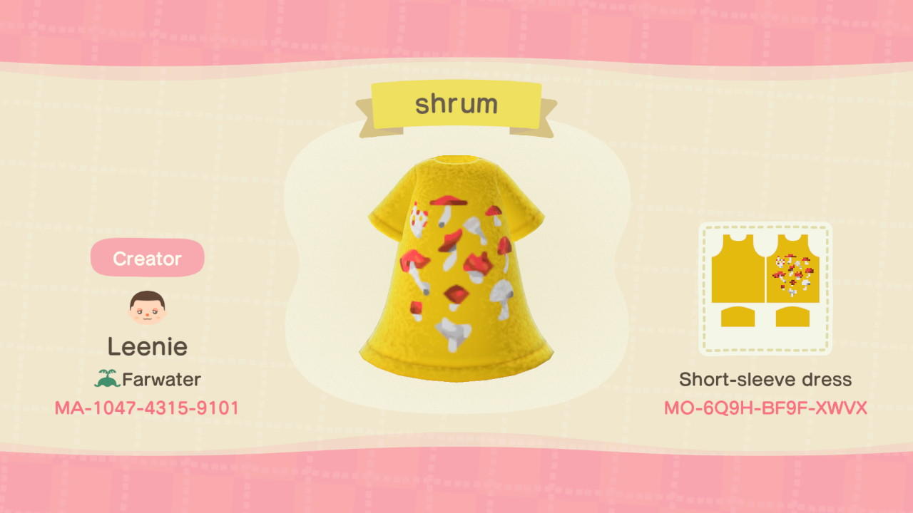 Animal Crossing Design Code: MO-6Q9H-BF9F-XWVX Shrum