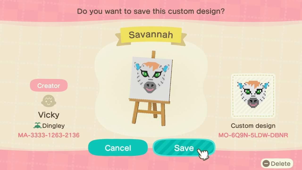 Animal Crossing Design Code: MO-6Q9N-5LDW-DBNR Savannah