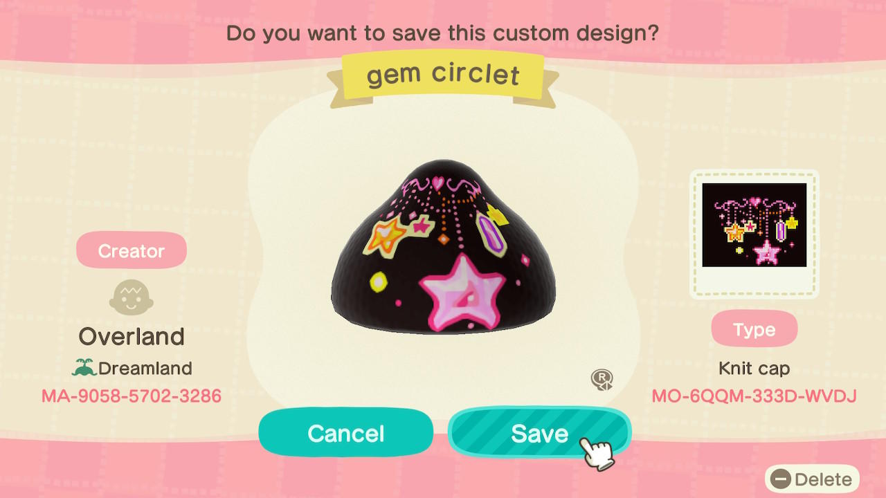 Animal Crossing Design Code: MO-6QQM-333D-WVDJ Gem Circlet