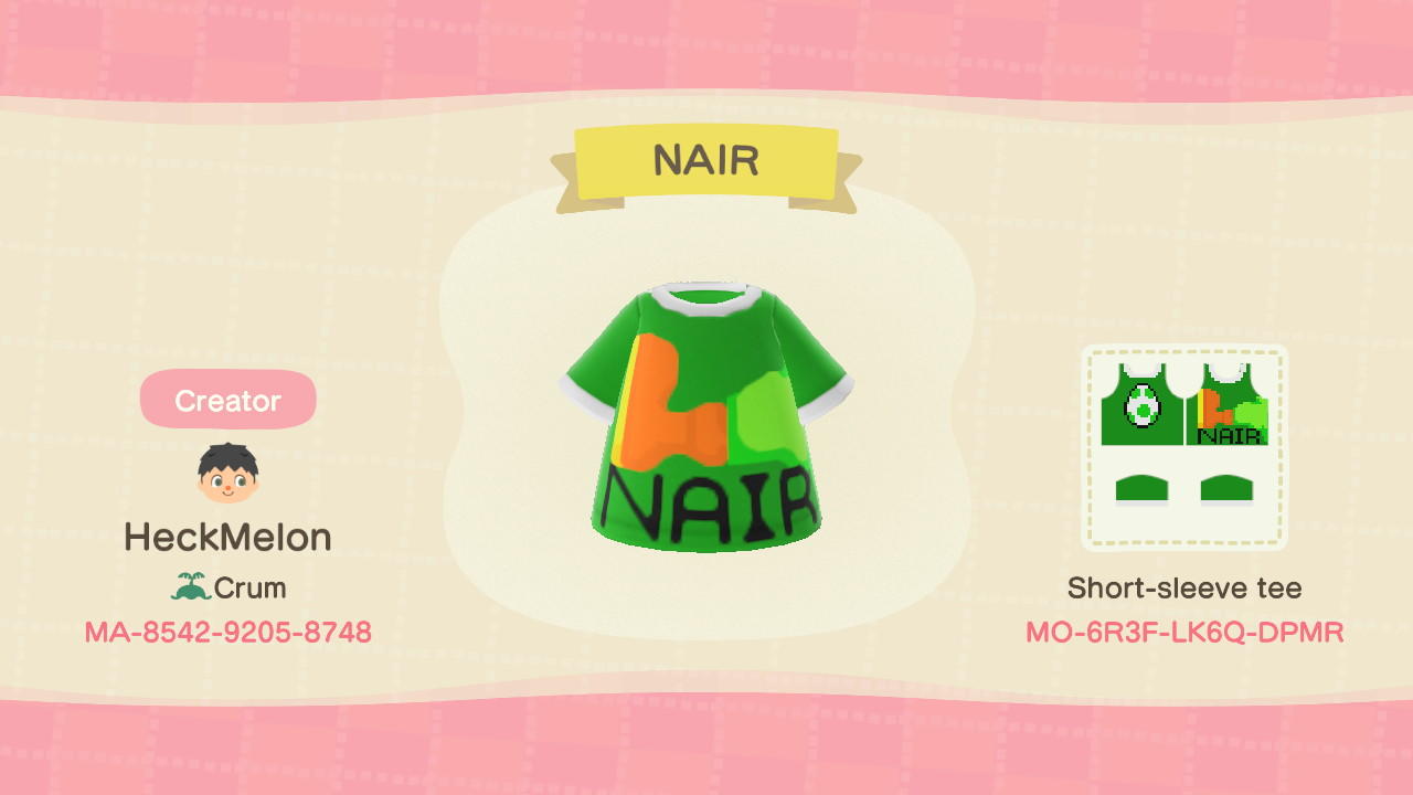 Animal Crossing Design Code: MO-6R3F-LK6Q-DPMR Yoshi BOOT