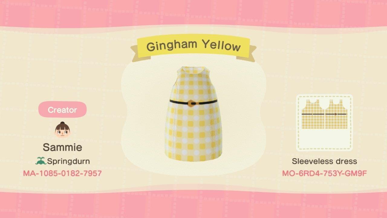 Animal Crossing Design Code: MO-6RD4-753Y-GM9F Gingham Yellow
