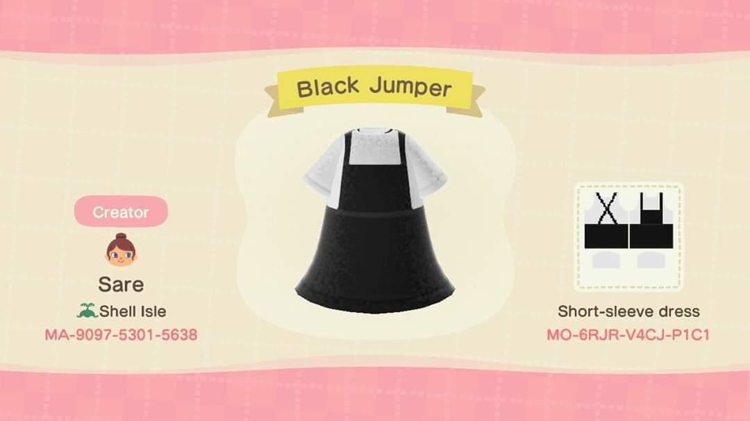 Animal Crossing Design Code: MO-6RJR-V4CJ-P1C1 Black Overalls Jumpe