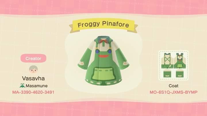 Animal Crossing Design Code: MO-6S1Q-JXMS-BYMP Froggy Pinafore