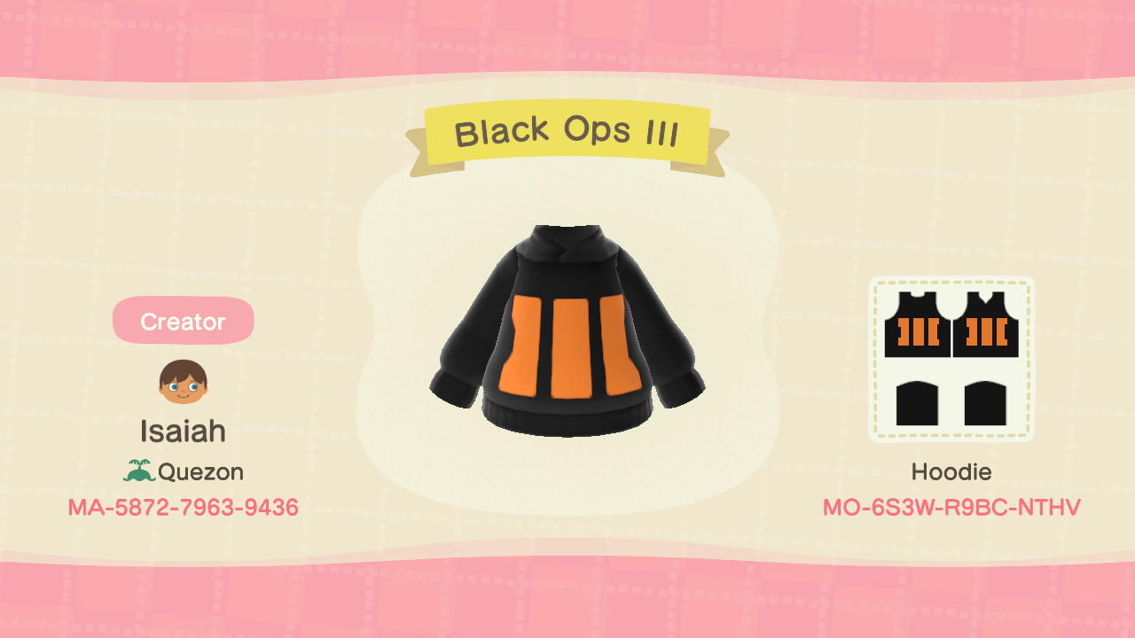 Animal Crossing Design Code: MO-6S3W-R9BC-NTHV Black Ops III
