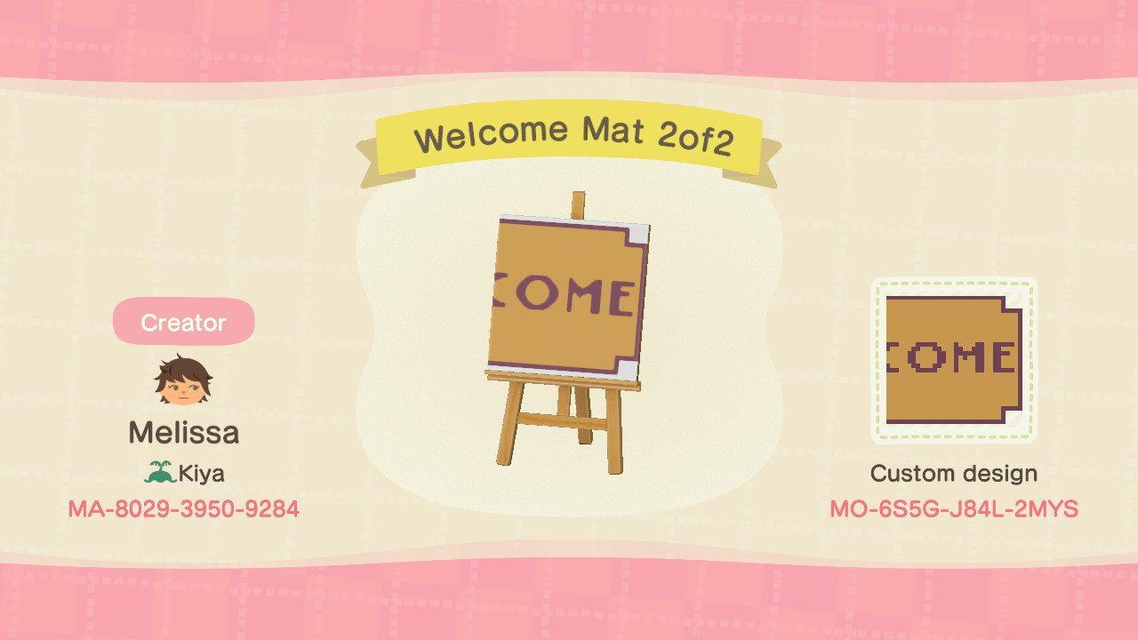 Animal Crossing Design Code: MO-6S5G-J84L-2MYS Welcome Mat 2of2