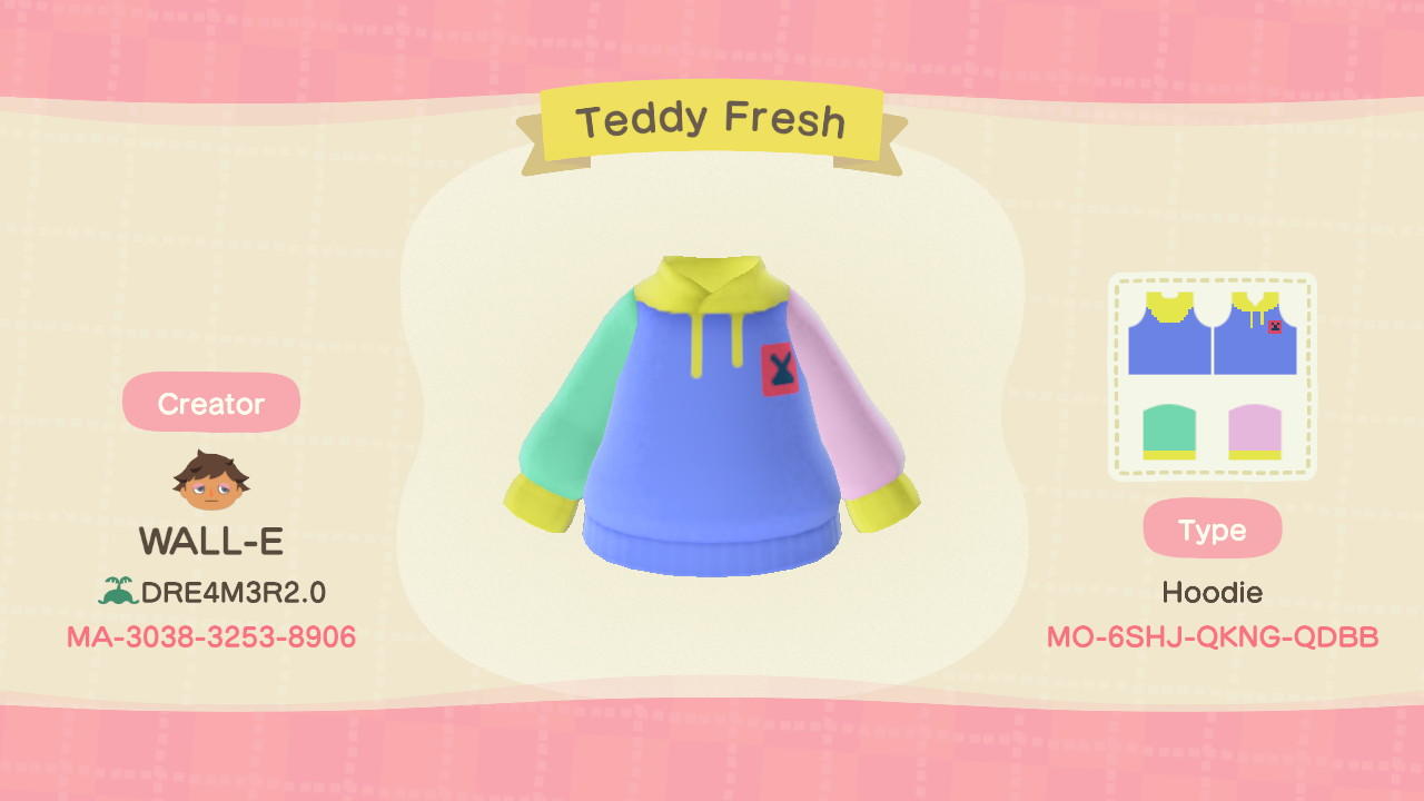 Animal Crossing Design Code: MO-6SHJ-QKNG-QDBB Teddy fresh