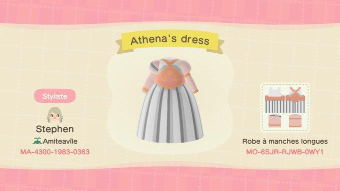 Animal Crossing Design Code: MO-6SJR-RJWB-0WY1 Athena&#39;s dress