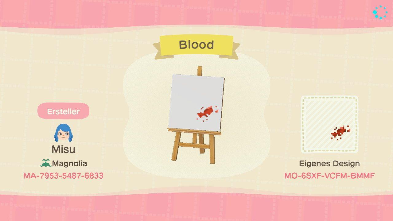 Animal Crossing Design Code: MO-6SXF-VCFM-BMMF Blood