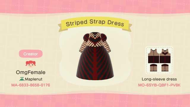 Animal Crossing Design Code: MO-6SYB-QBF1-PV8K Striped Strap Dress