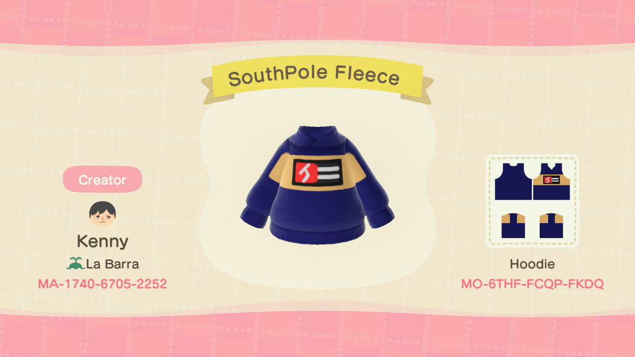 Animal Crossing Design Code: MO-6THF-FCQP-FKDQ Southpole Fleece
