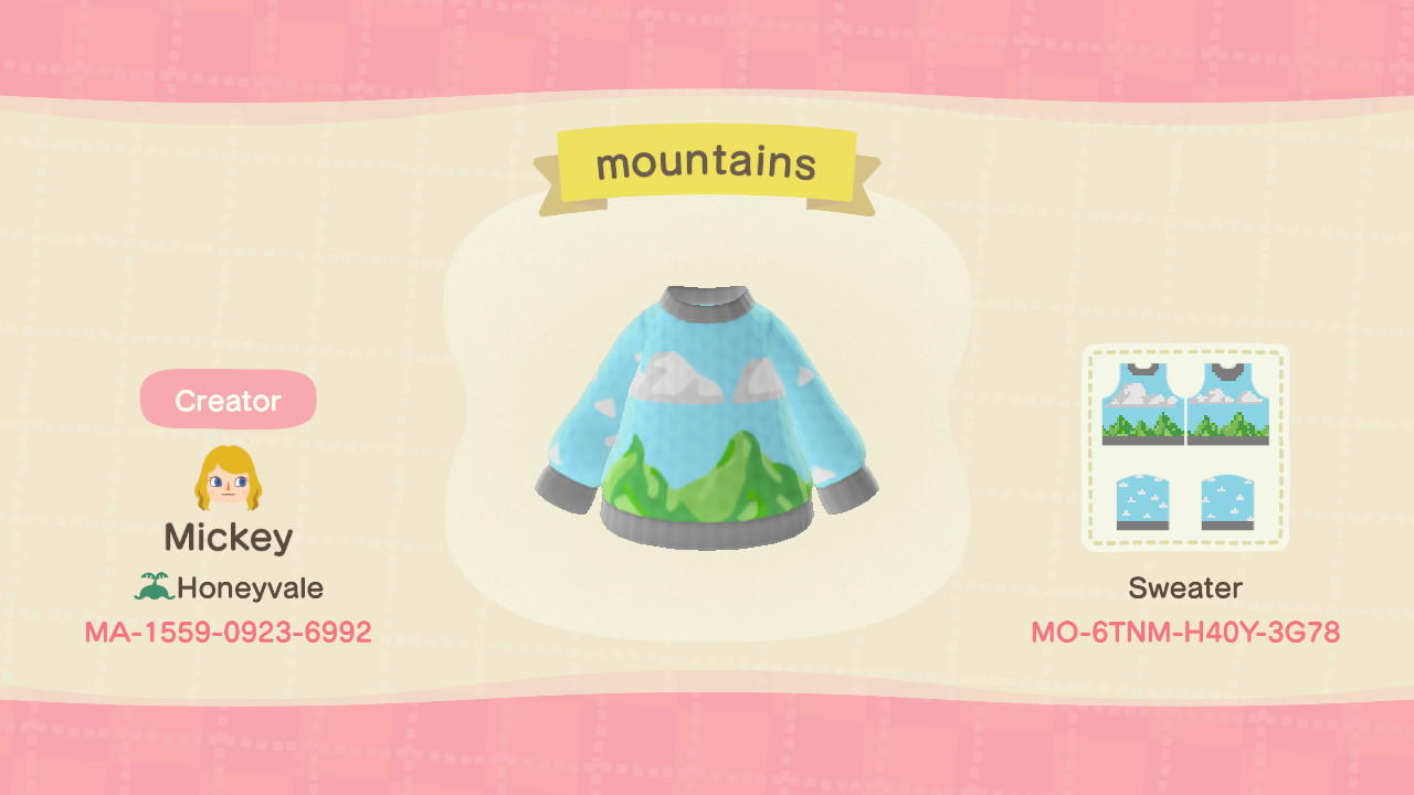 Animal Crossing Design Code: MO-6TNM-H40Y-3G78 mountains
