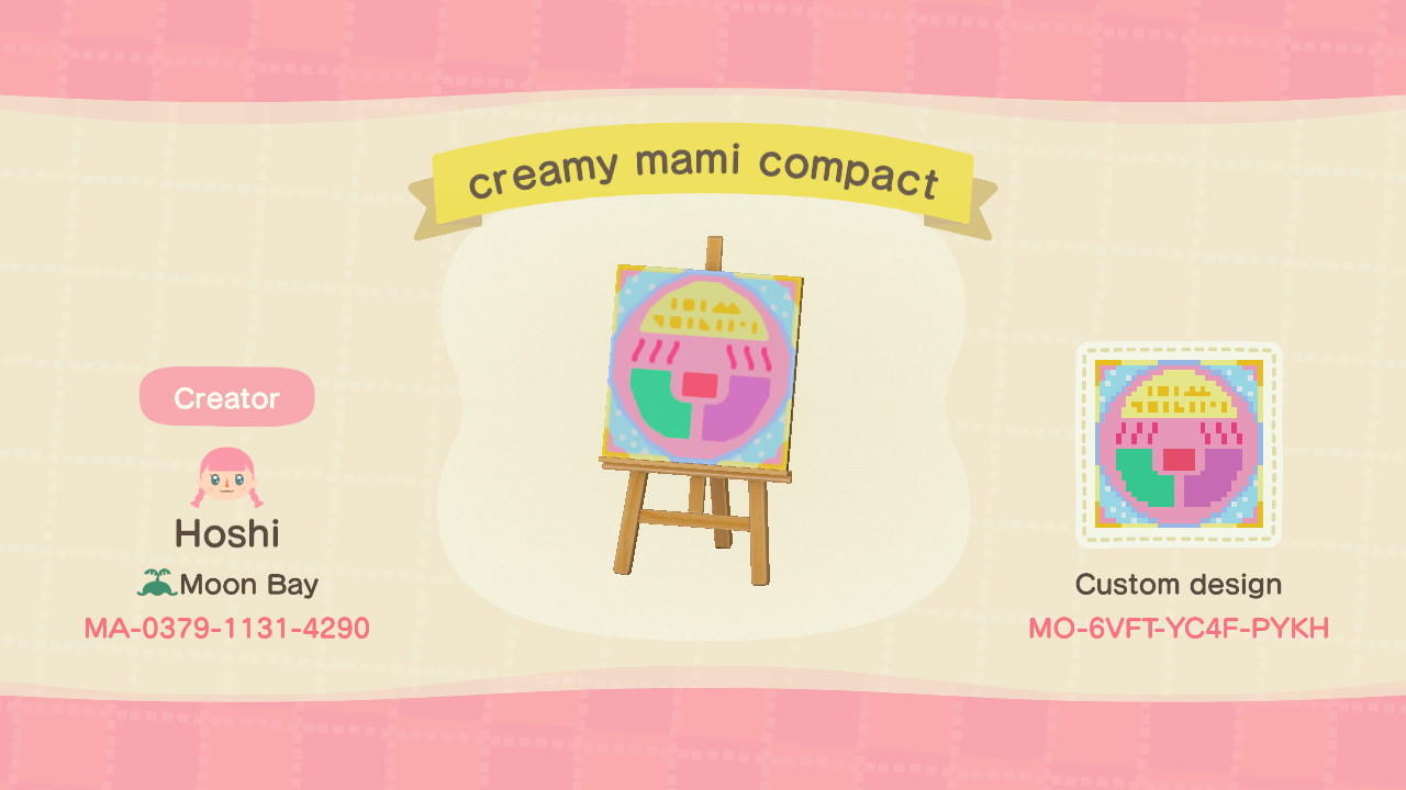 Animal Crossing Design Code: MO-6VFT-YC4F-PYKH creamy mami compact