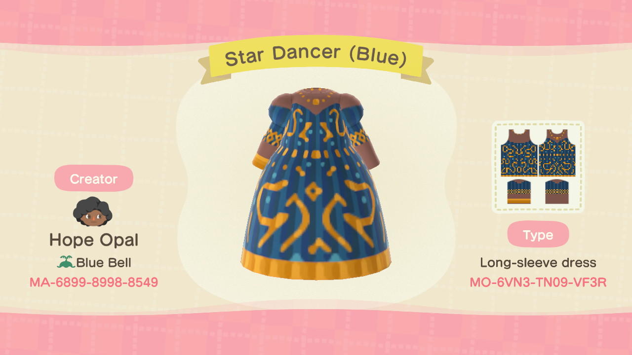 Animal Crossing Design Code: MO-6VN3-TN09-VF3R Star Dancer (Blue)