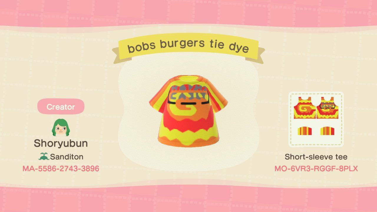 Animal Crossing Design Code: MO-6VR3-RGGF-8PLX Bobs Burgers Tie Dye