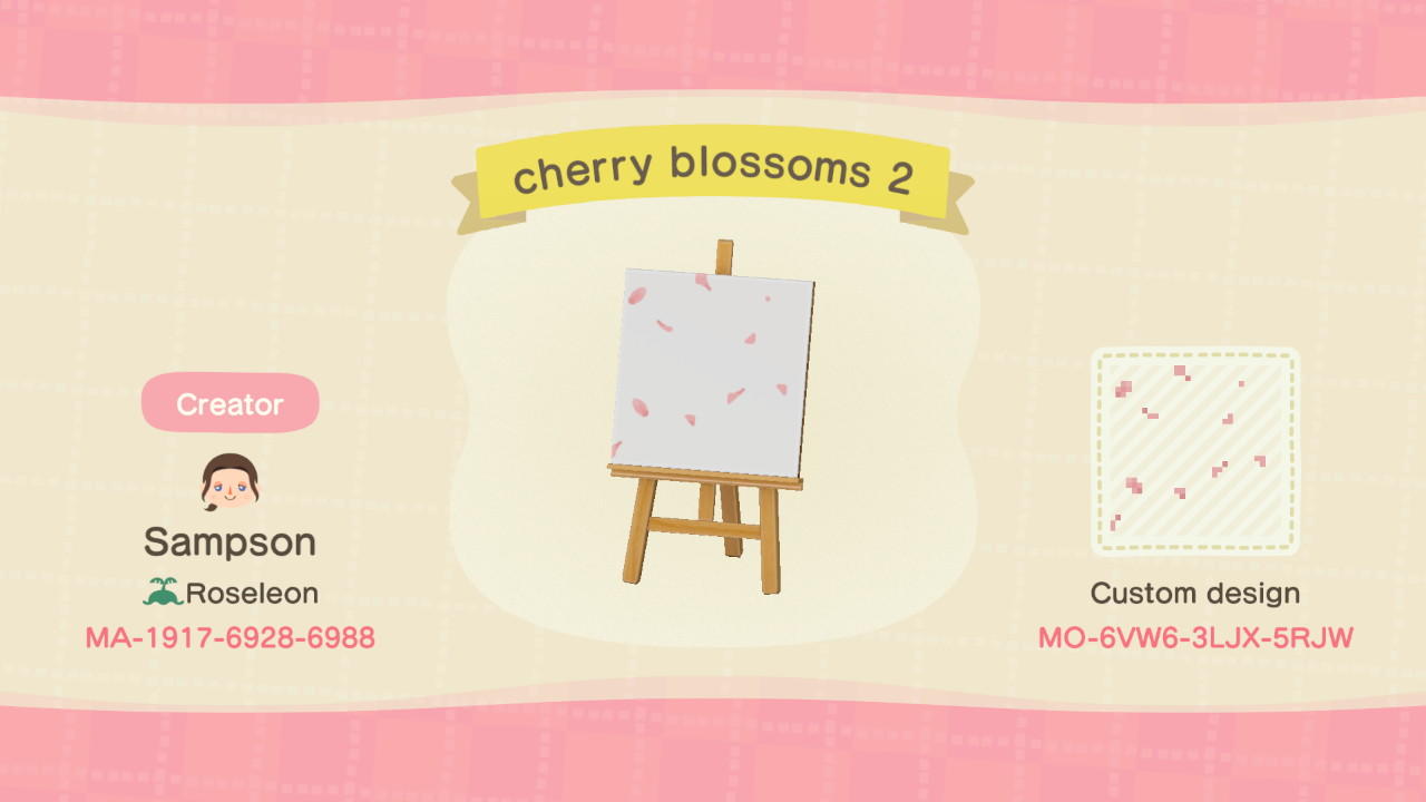 Animal Crossing Design Code: MO-6VW6-3LJX-5RJW cherry blossoms 2