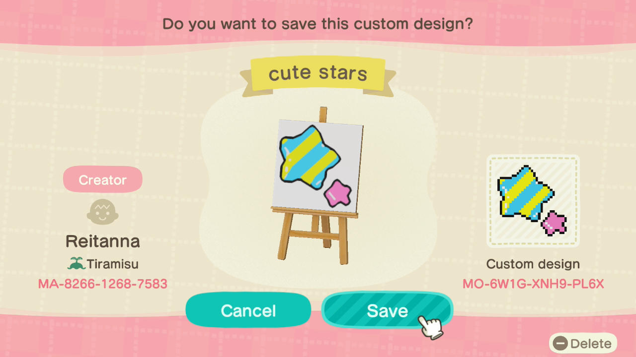 Animal Crossing Design Code: MO-6W1G-XNH9-PL6X cute stars