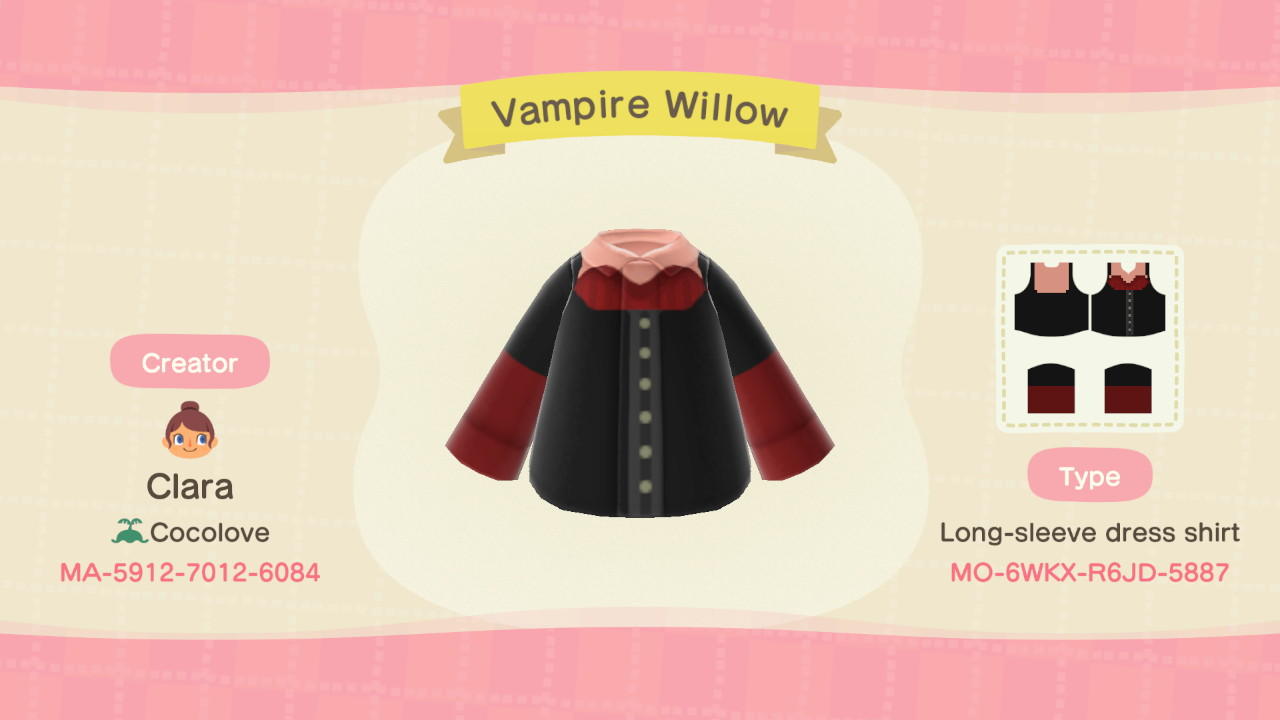 Animal Crossing Design Code: MO-6WKX-R6JD-5887 Vampire Willow