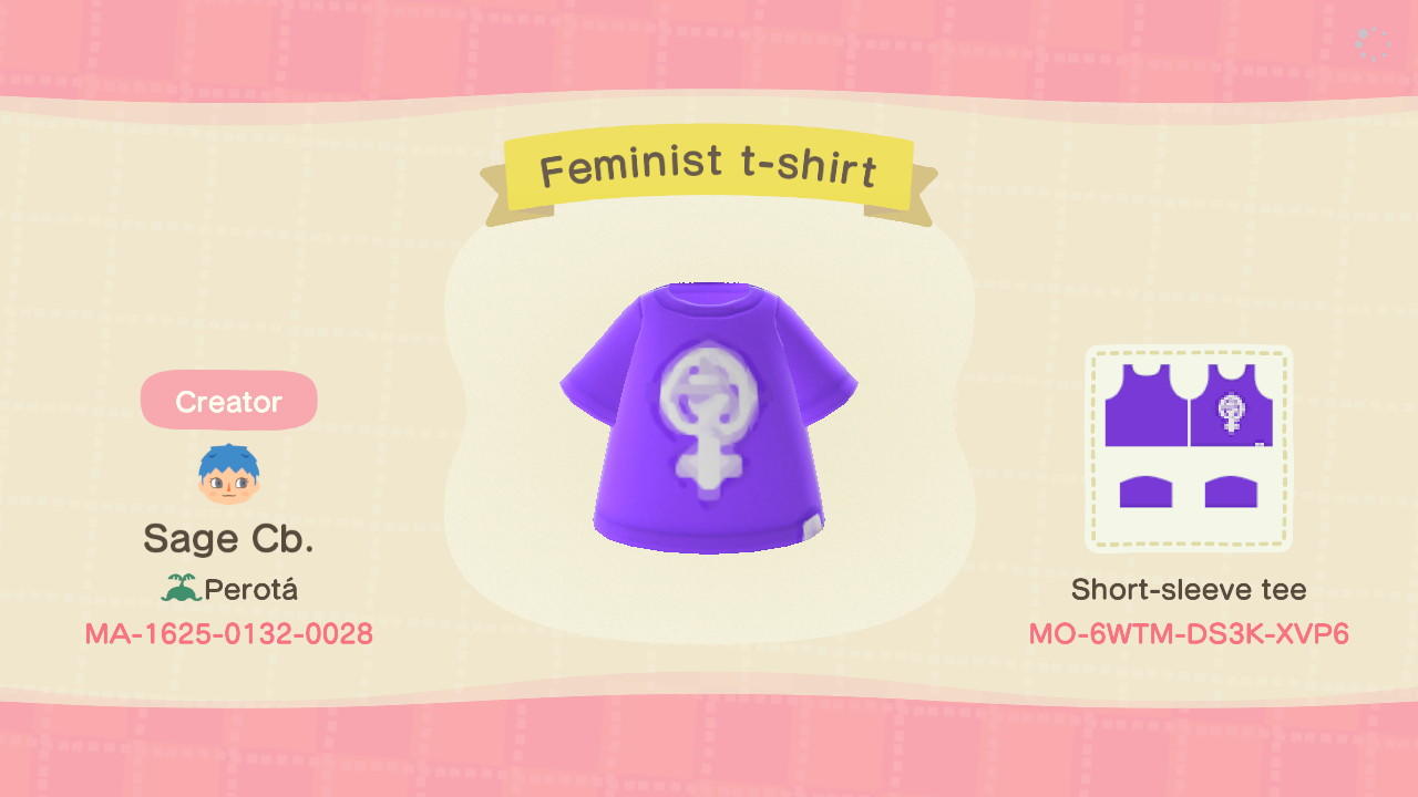Animal Crossing Design Code: MO-6WTM-DS3K-XVP6 Feminist t-shirt