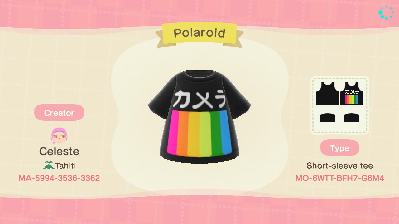 Animal Crossing Design Code: MO-6WTT-BFH7-G6M4 Polaroid