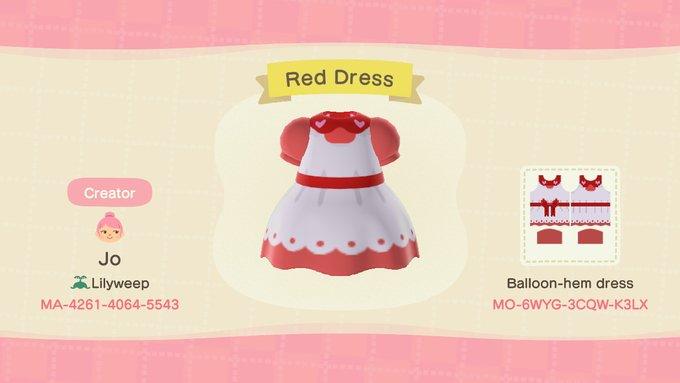 Animal Crossing Design Code: MO-6WYG-3CQW-K3LX Red Dress with Lace